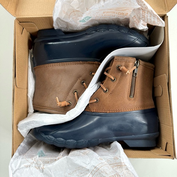 New Womens 7 Sperry Top-Sider Sweetwater Brown/Navy Duck Boots STS98305 - Picture 11 of 14